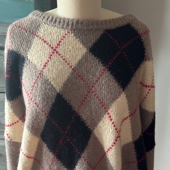 The Great Argyle Crewneck Sweater Tan Red Black - Picture 7 of 12